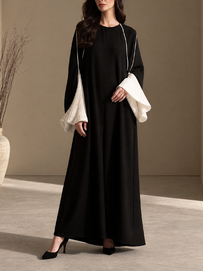 Women's Pleated Contrast Sleeve Dress – ModClo