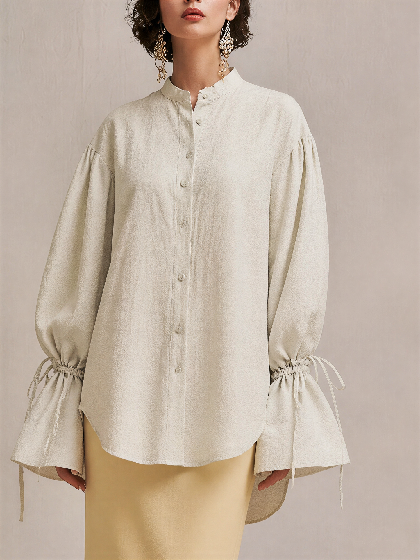 Women's Stand Collar Tie Cuff Shirt – ModClo