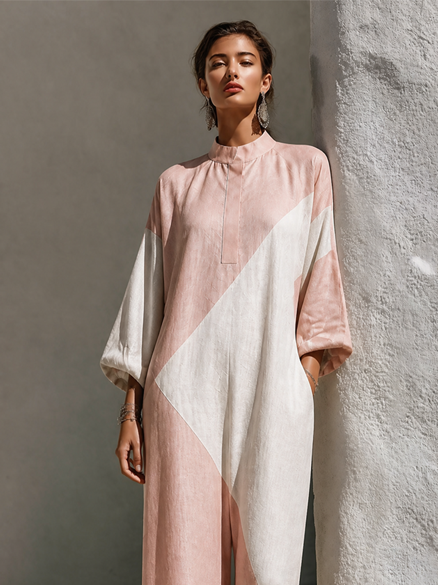 Women's Linen Stand Collar Jumpsuit – ModClo