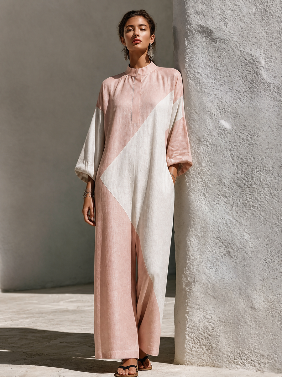Women's Linen Stand Collar Jumpsuit – ModClo