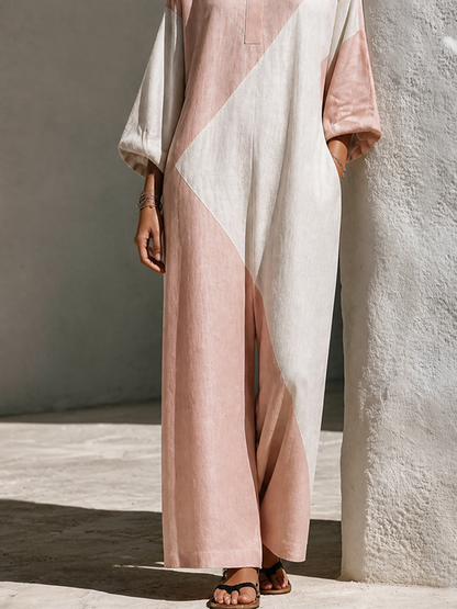 Women's Linen Stand Collar Jumpsuit – ModClo