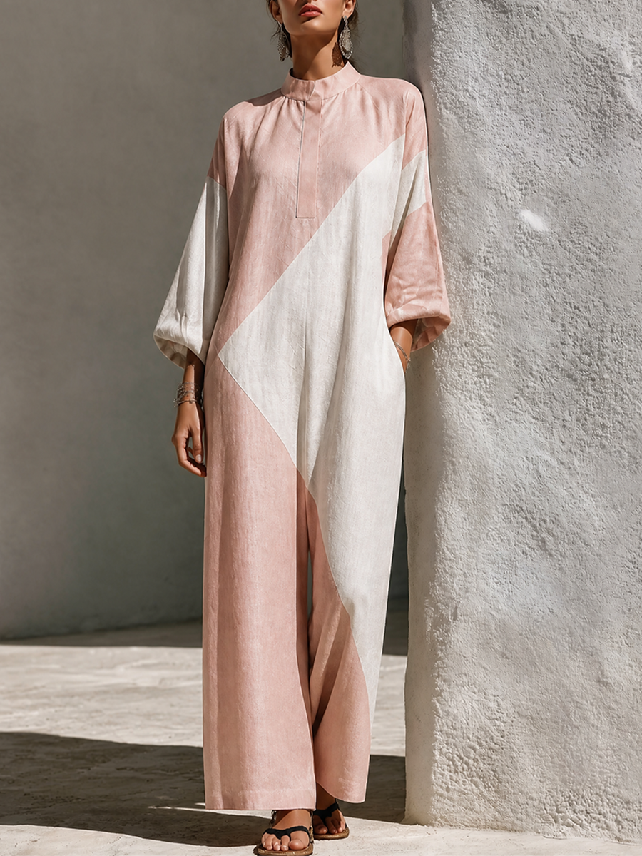 Women's Linen Stand Collar Jumpsuit – ModClo