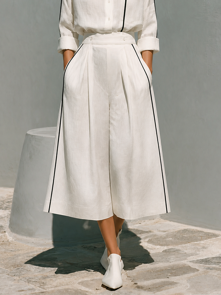 Women's Linen Contrast Trim Set – ModClo