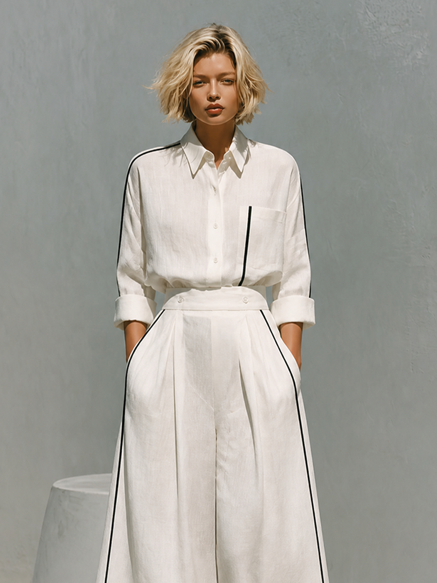 Women's Linen Contrast Trim Set – ModClo