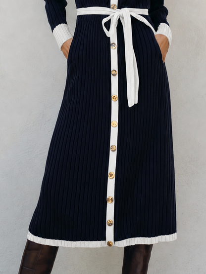 Women's Navy Long Sleeve Sweater Dress – ModClo