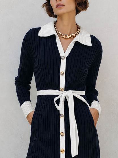 Women's Navy Long Sleeve Sweater Dress – ModClo
