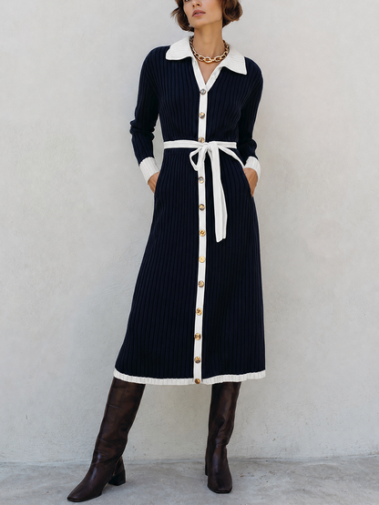 Women's Navy Long Sleeve Sweater Dress – ModClo