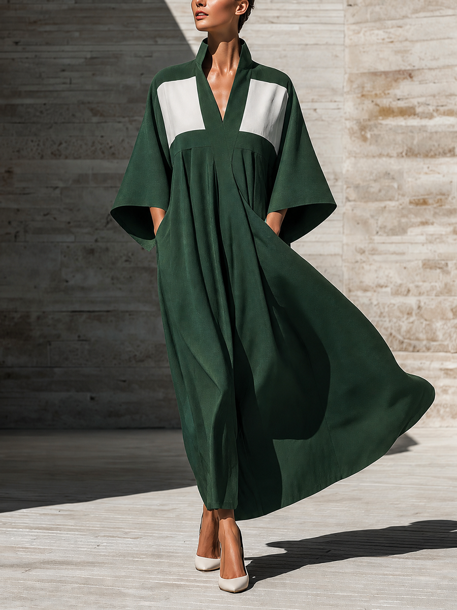 Women's Green Kimono Sleeve Maxi Dress – ModClo