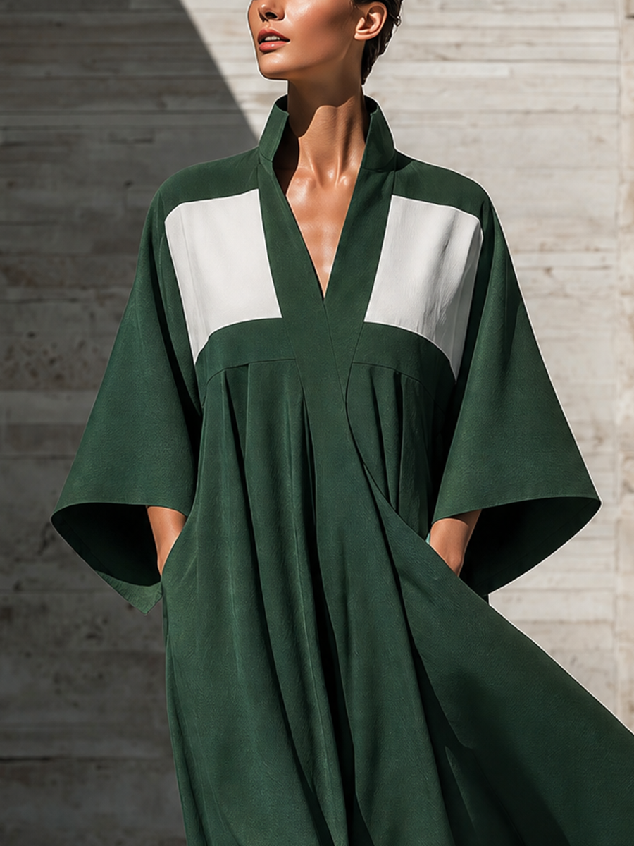 Women's Green Kimono Sleeve Maxi Dress – ModClo