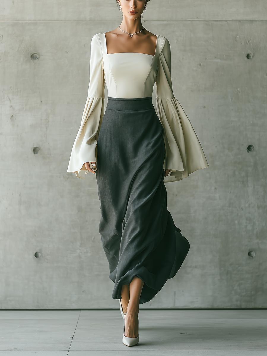 Women's Square Neck Square Neck Skirt Set – ModClo