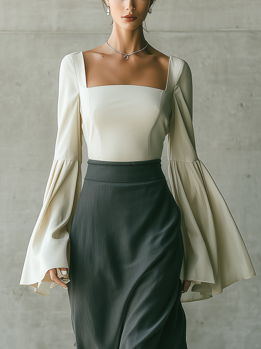 Women's Square Neck Square Neck Skirt Set – ModClo