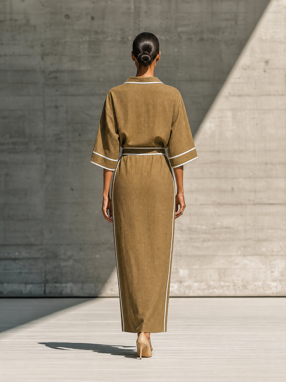 Women's Linen Contrast Piping Skirt Set – ModClo