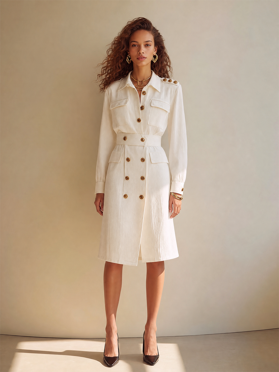 Women's Long Sleeve Belted Cargo Midi Dress – ModClo