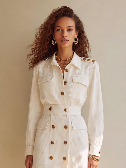 Women's Long Sleeve Belted Cargo Midi Dress – ModClo