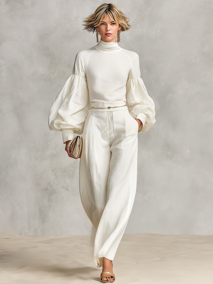 Women's Linen Turtleneck Two-Piece Set – ModClo