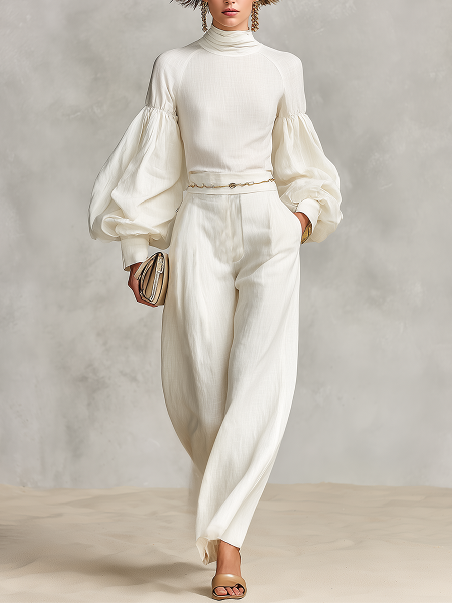 Women's Linen Turtleneck Two-Piece Set – ModClo