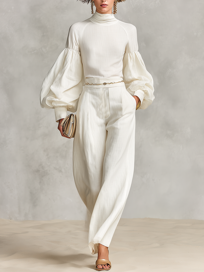 Women's Linen Turtleneck Two-Piece Set – ModClo