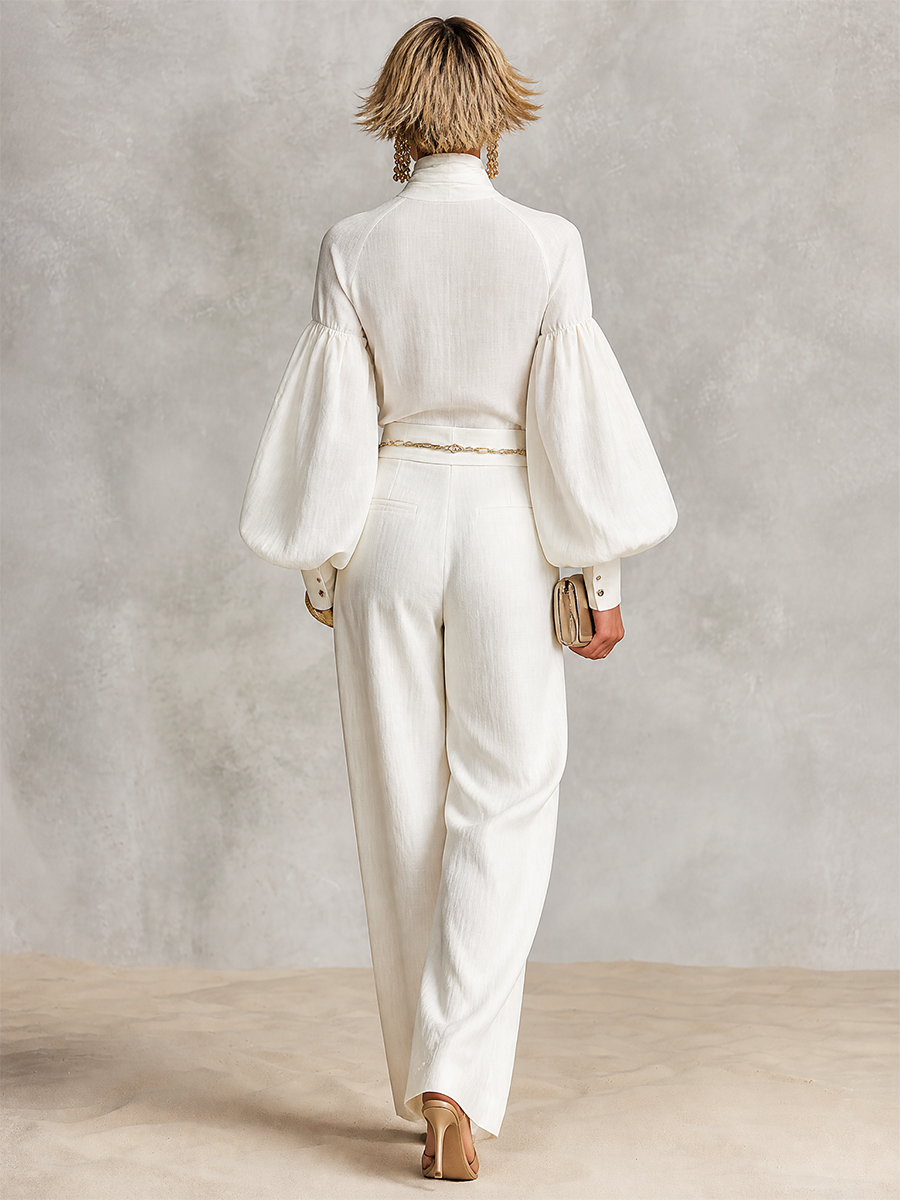 Women's Linen Turtleneck Two-Piece Set – ModClo