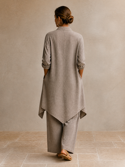 Women's Linen Wrap Asymmetric Two-Piece Set – ModClo