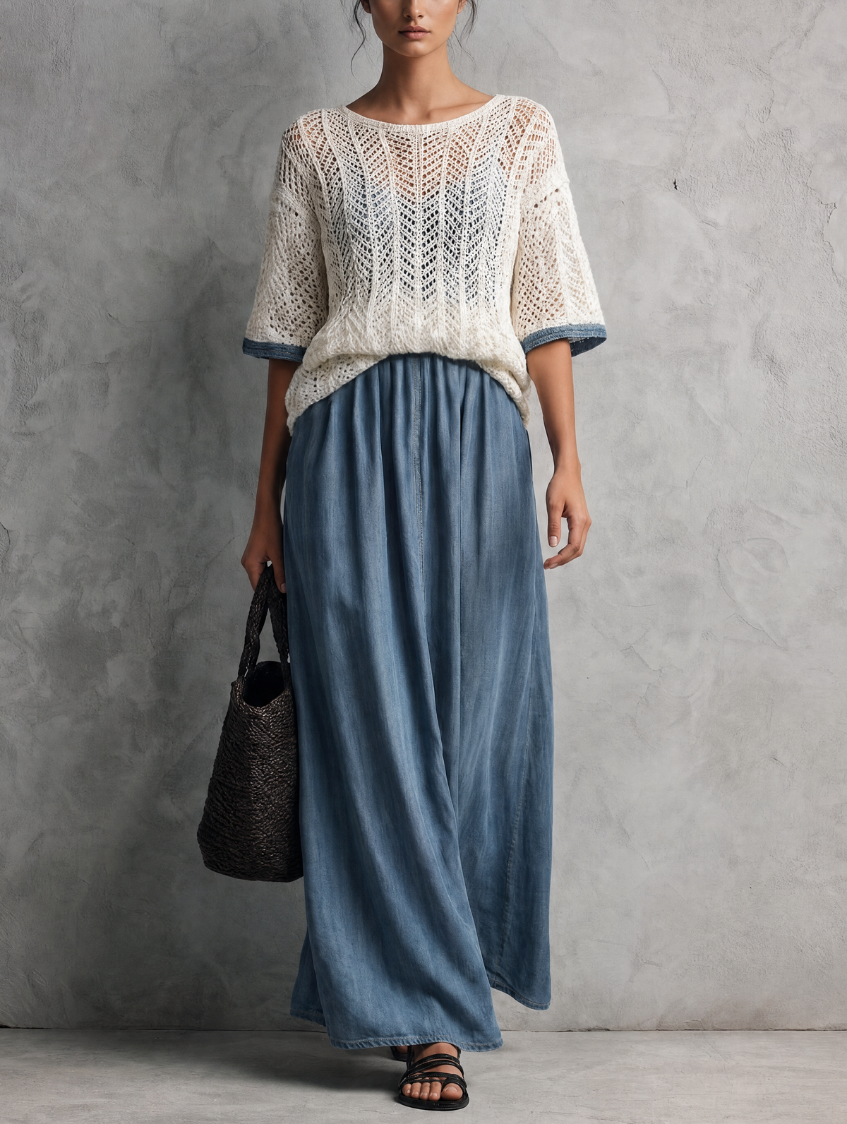 Women's Beige Knit Maxi Dress – ModClo