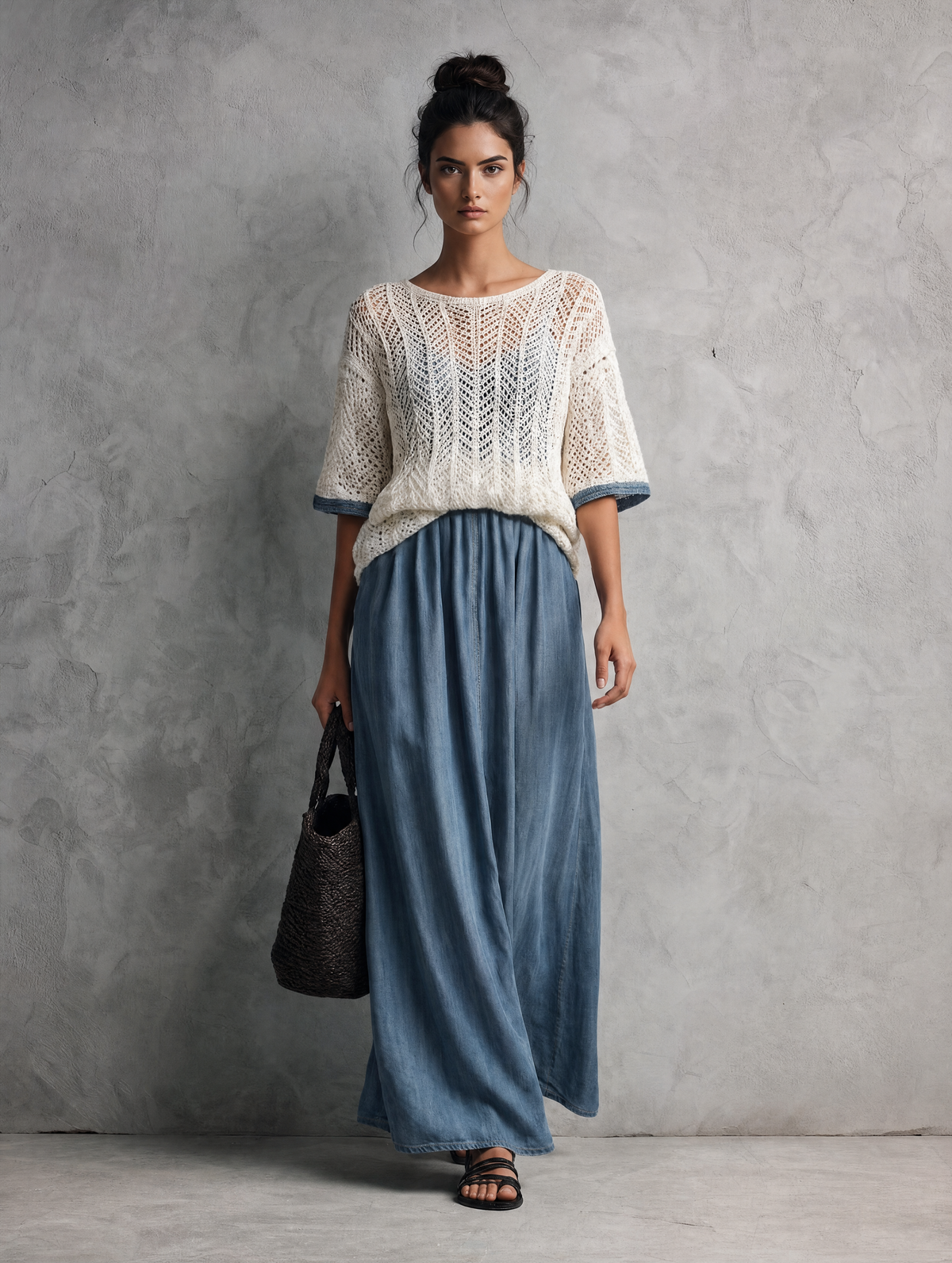 Women's Beige Knit Maxi Dress – ModClo