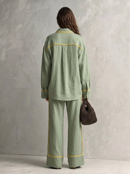 Women's Green Linen Two-Piece Set – ModClo