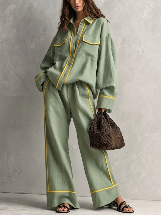 Women's Green Linen Two-Piece Set – ModClo