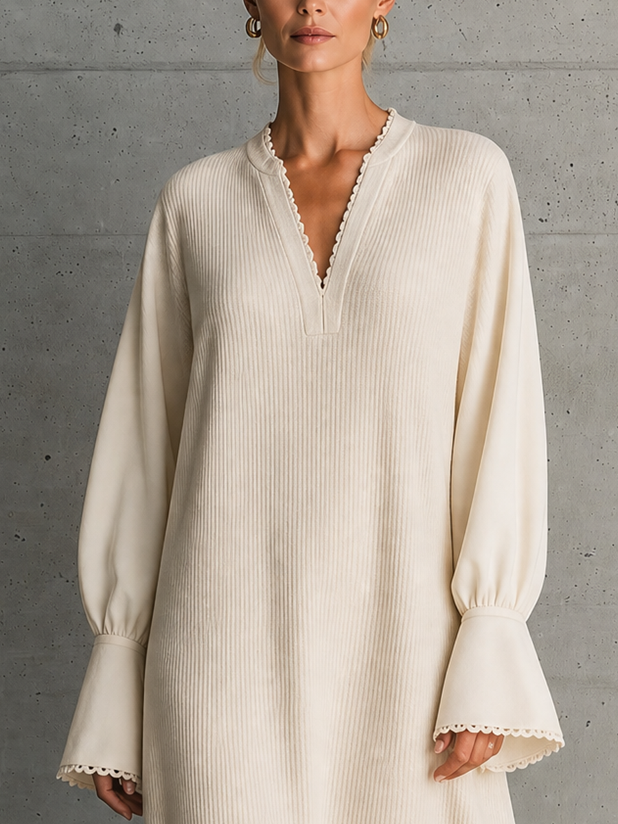 Women's Beige Ribbed Maxi Dress – ModClo