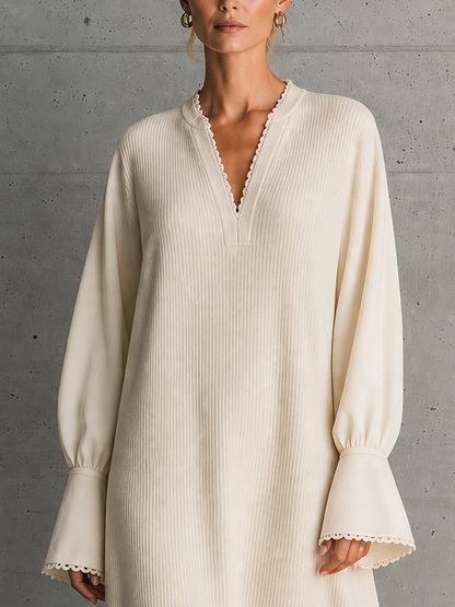 Women's Beige Ribbed Maxi Dress – ModClo