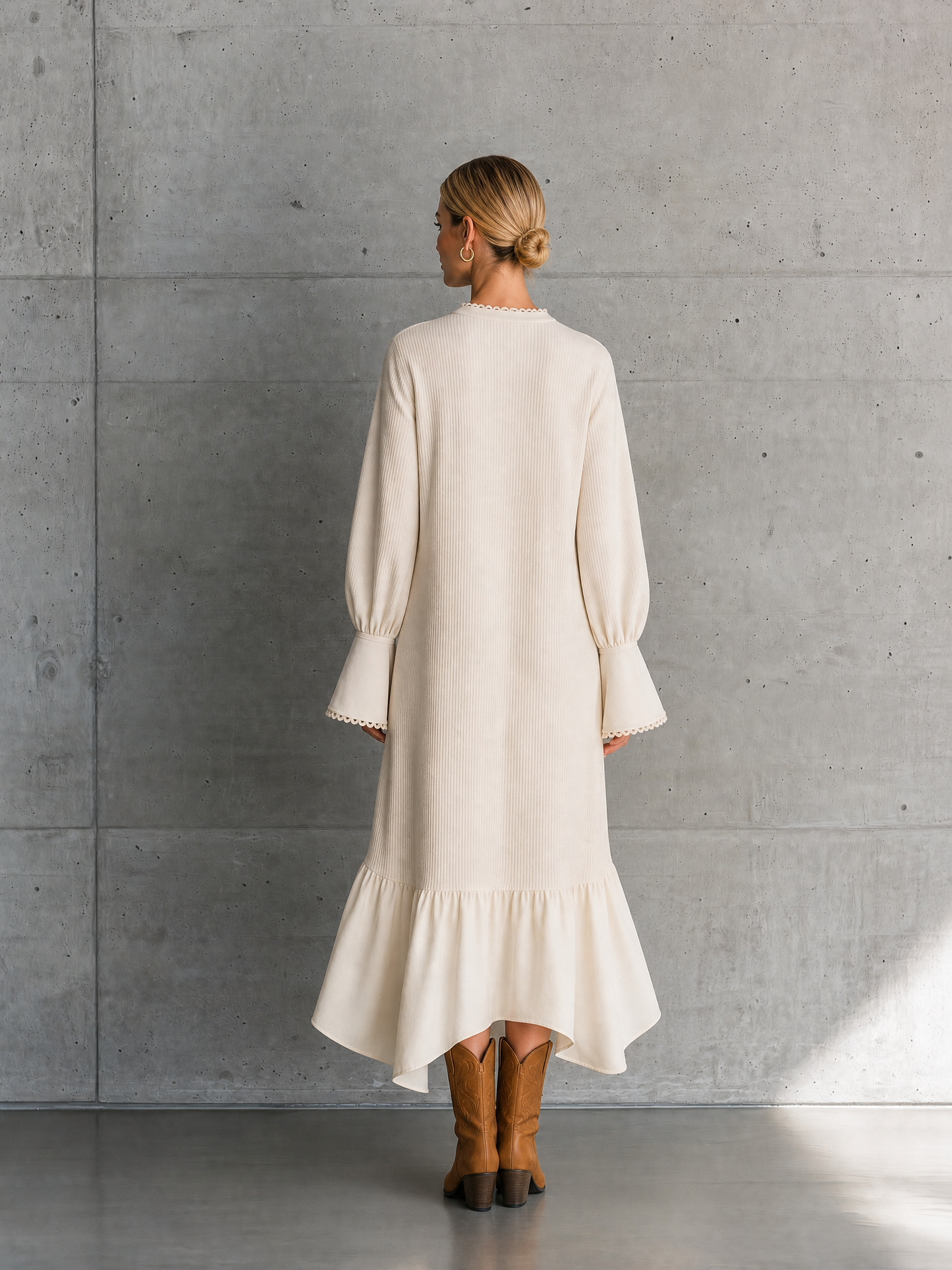 Women's Beige Ribbed Maxi Dress – ModClo