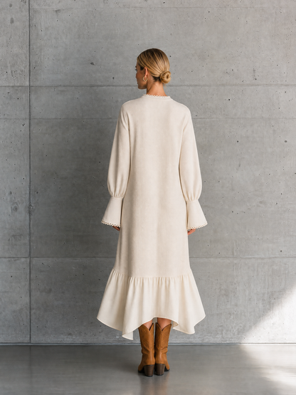 Women's Beige Ribbed Maxi Dress – ModClo