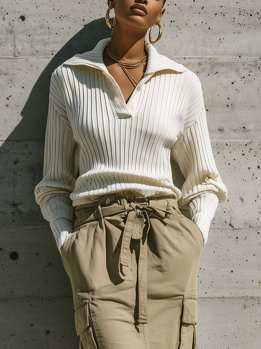 Women's Ribbed Cargo Skirt Set – ModClo