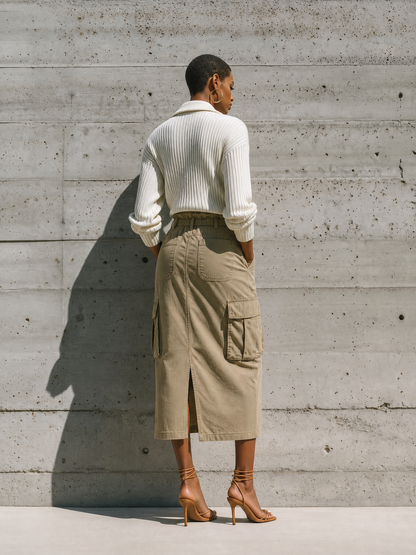 Women's Ribbed Cargo Skirt Set – ModClo