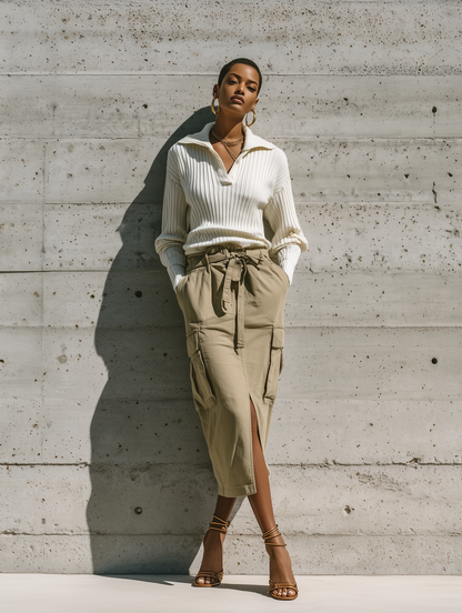 Women's Ribbed Cargo Skirt Set – ModClo