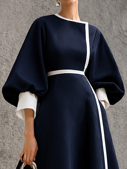Women's Puff Sleeve Colorblock Puff Maxi Dress – ModClo