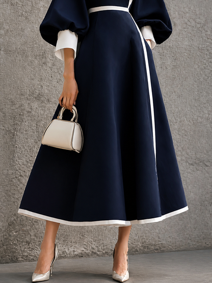 Women's Puff Sleeve Colorblock Puff Maxi Dress – ModClo