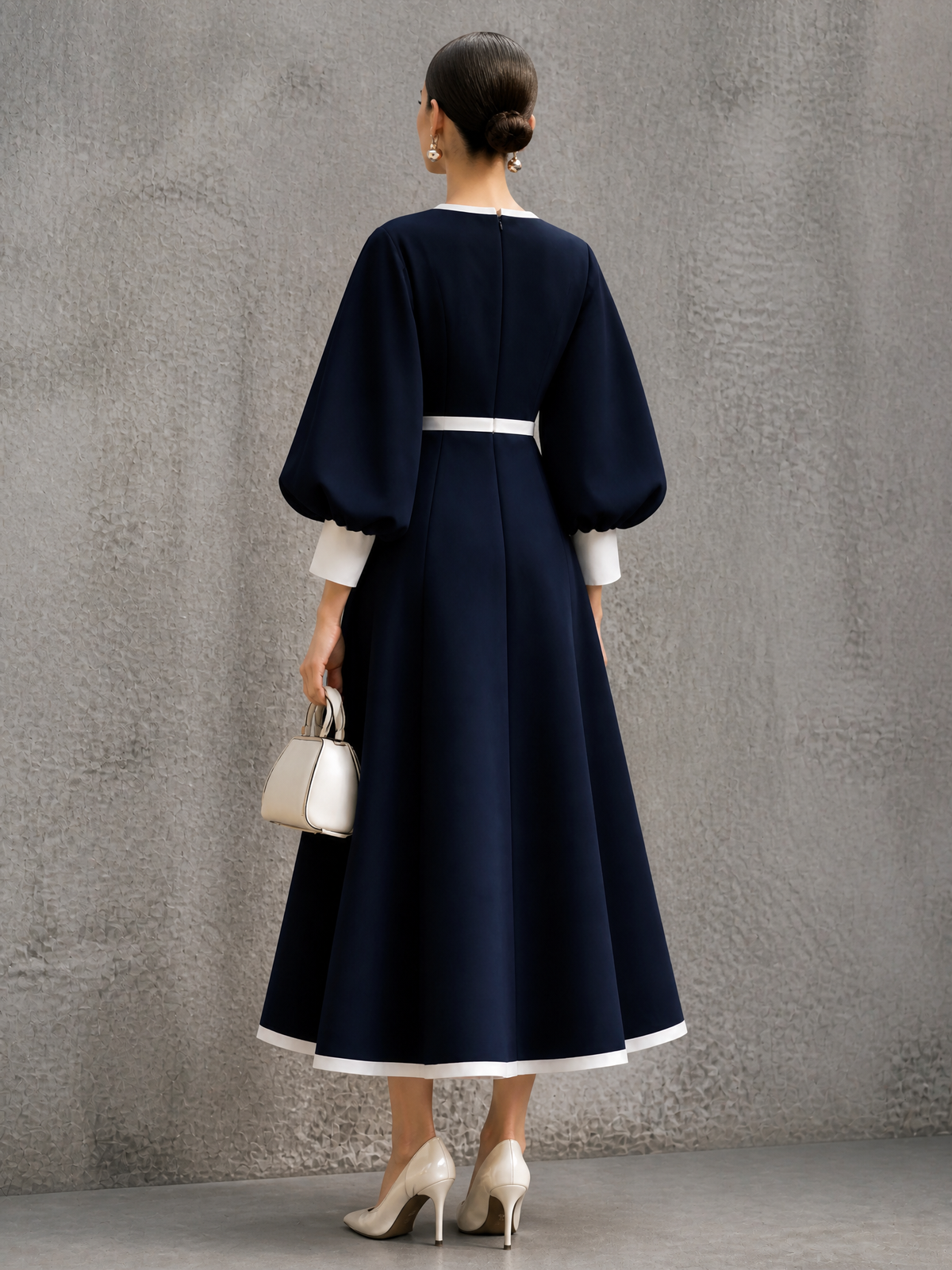 Women's Puff Sleeve Colorblock Puff Maxi Dress – ModClo