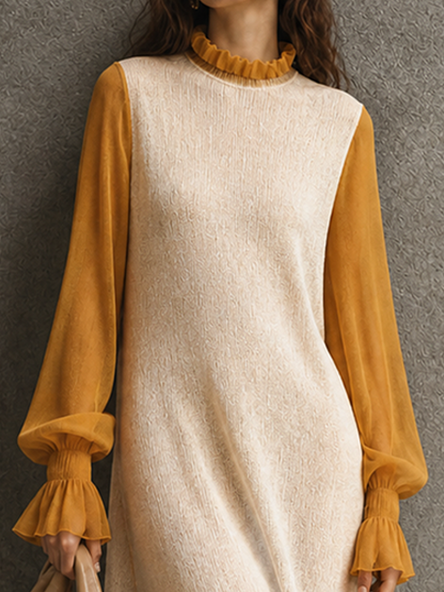Women's Knit Colorblock Lantern Maxi Dress – ModClo