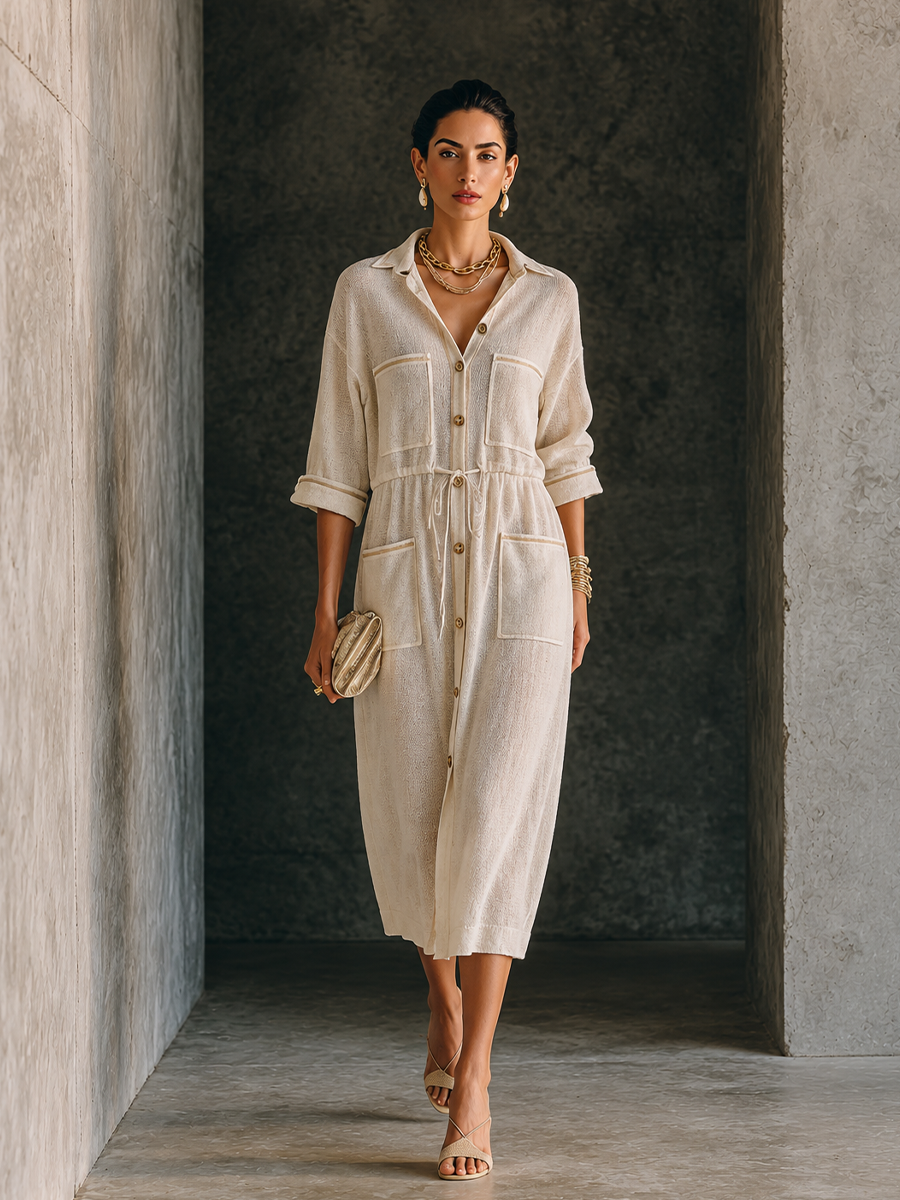 Women's Knit Multi Pocket Shirt Dress – ModClo