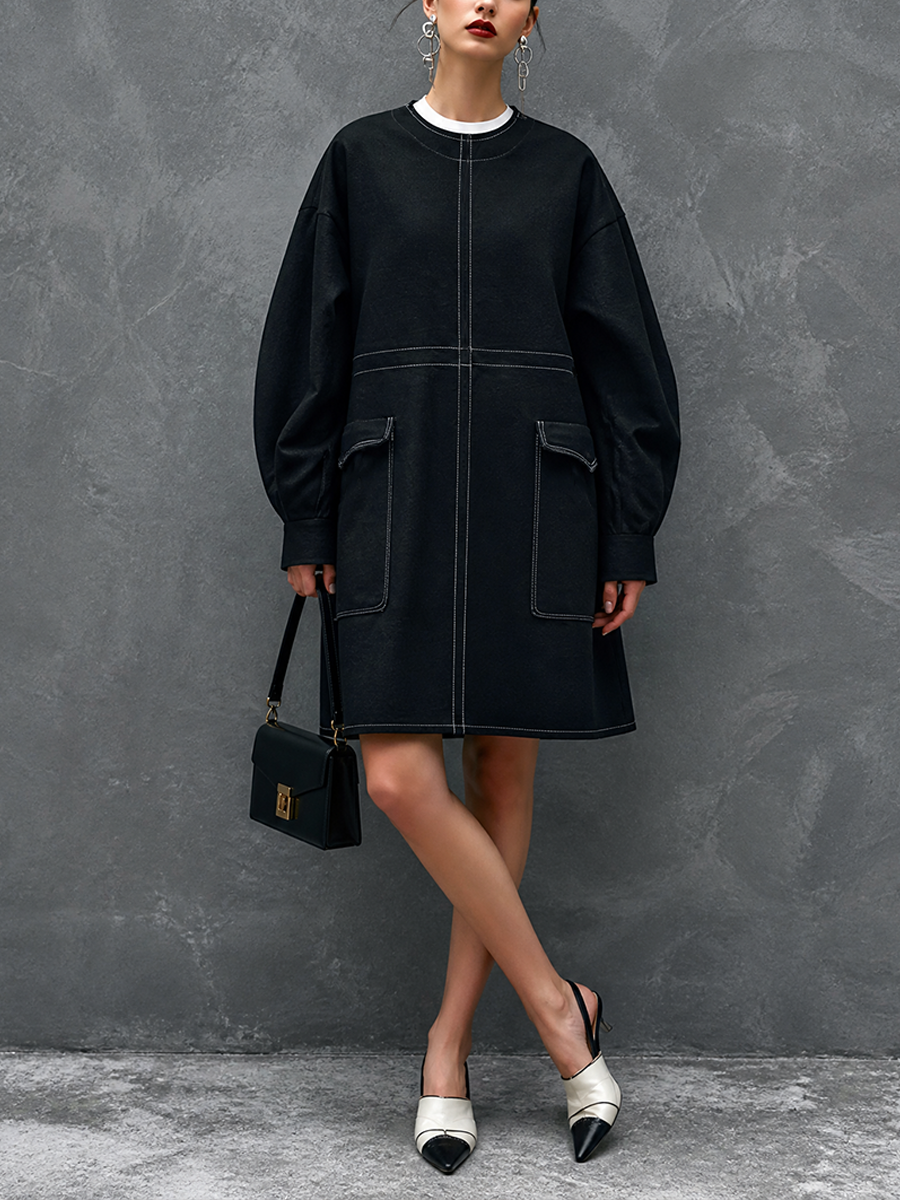 Women's Double Collar Contrast Mini Dress – ModClo