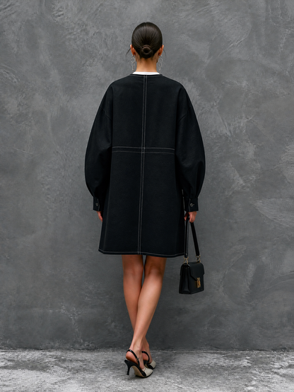 Women's Double Collar Contrast Mini Dress – ModClo