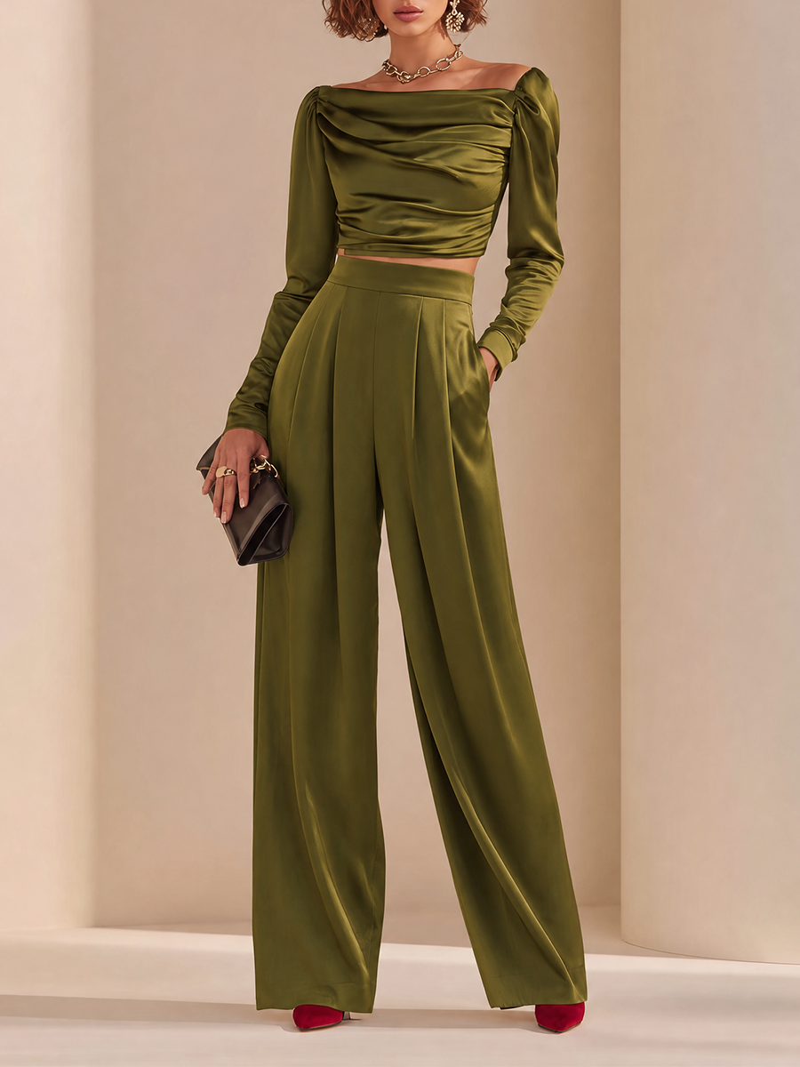 Women's Long Sleeve Ruched Asymmetric Set – ModClo