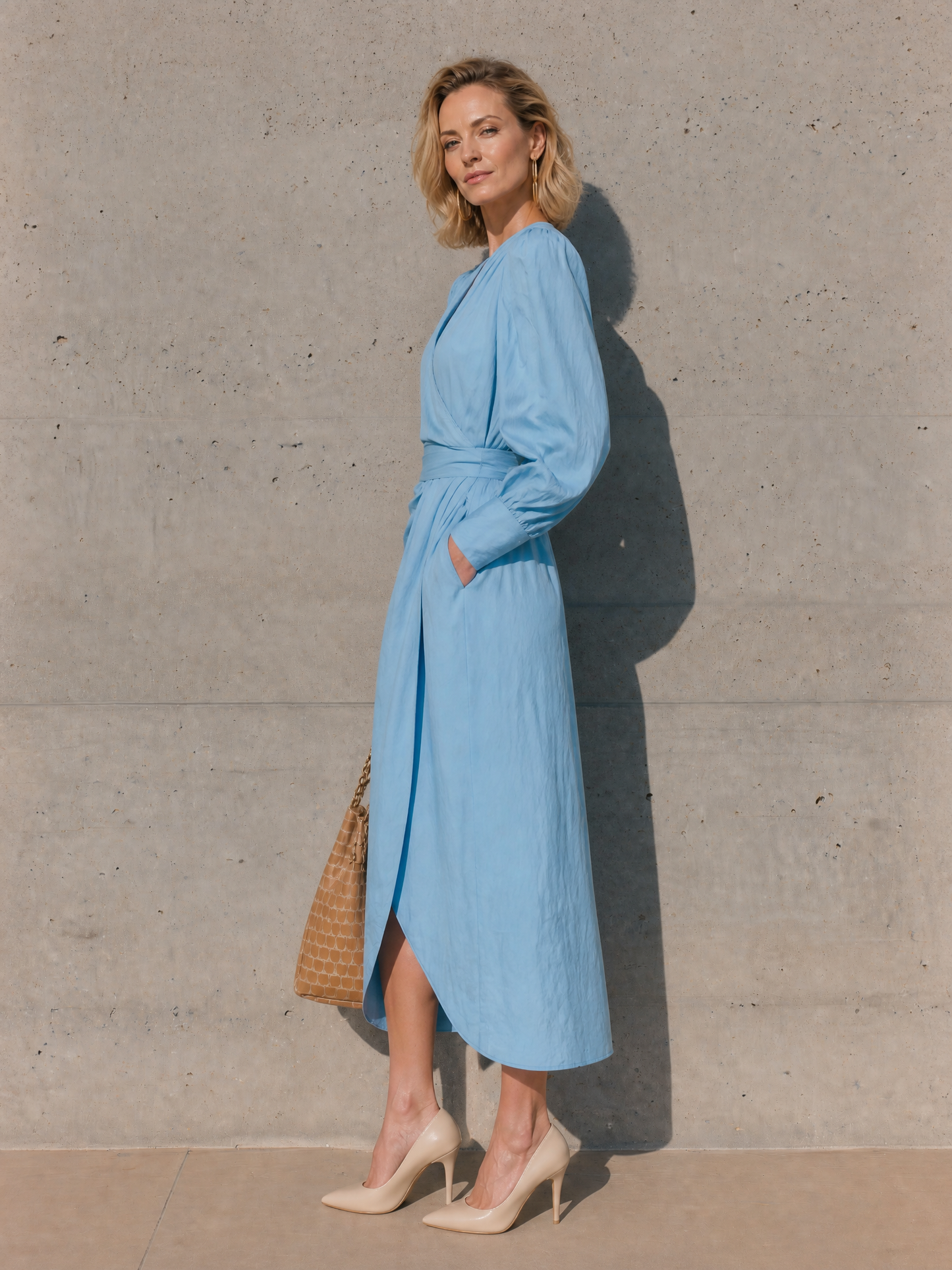 Women's Long Sleeve Wrap Midi Dress – ModClo