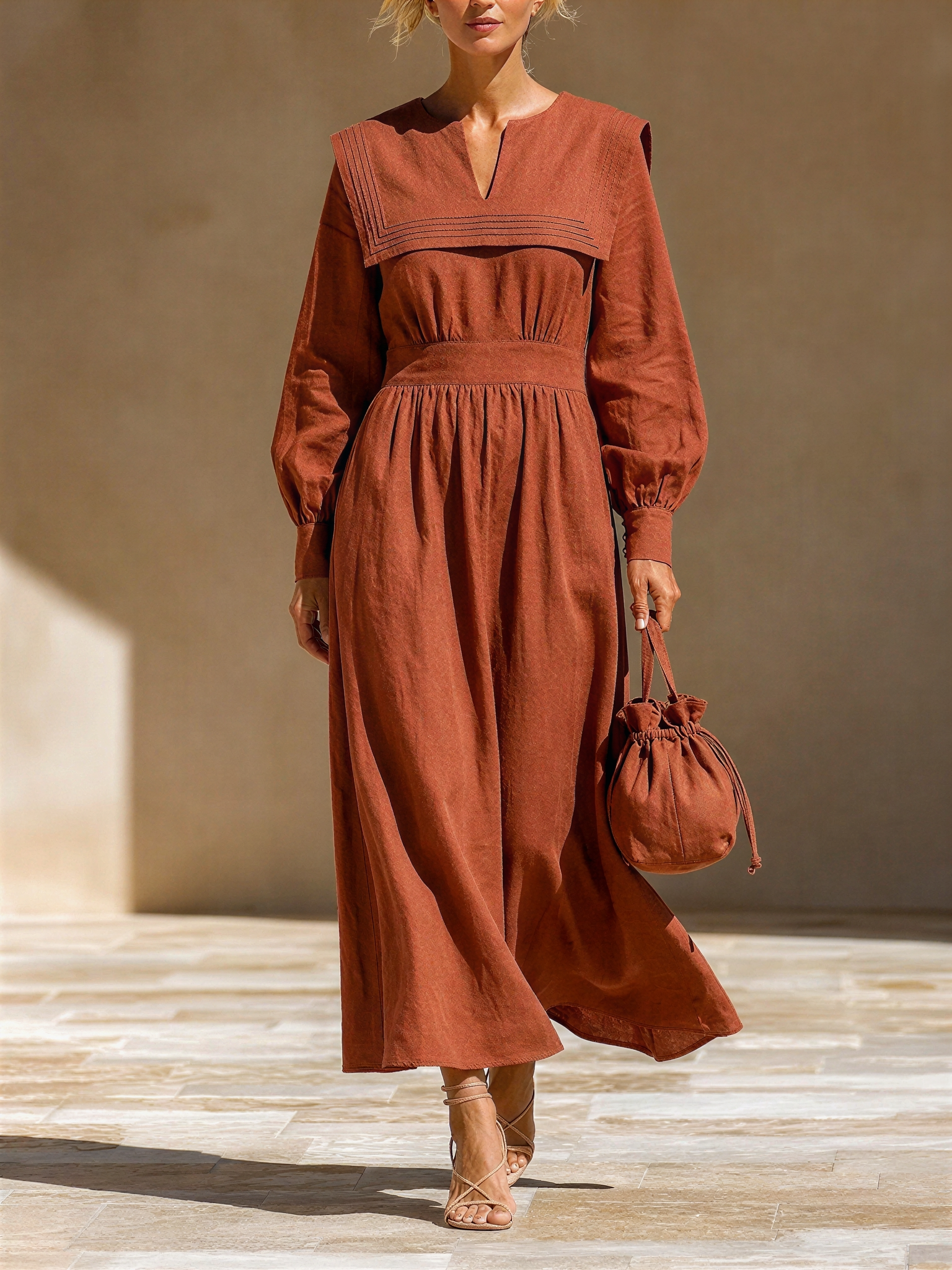 Women's Linen Sailor Collar Dress – ModClo