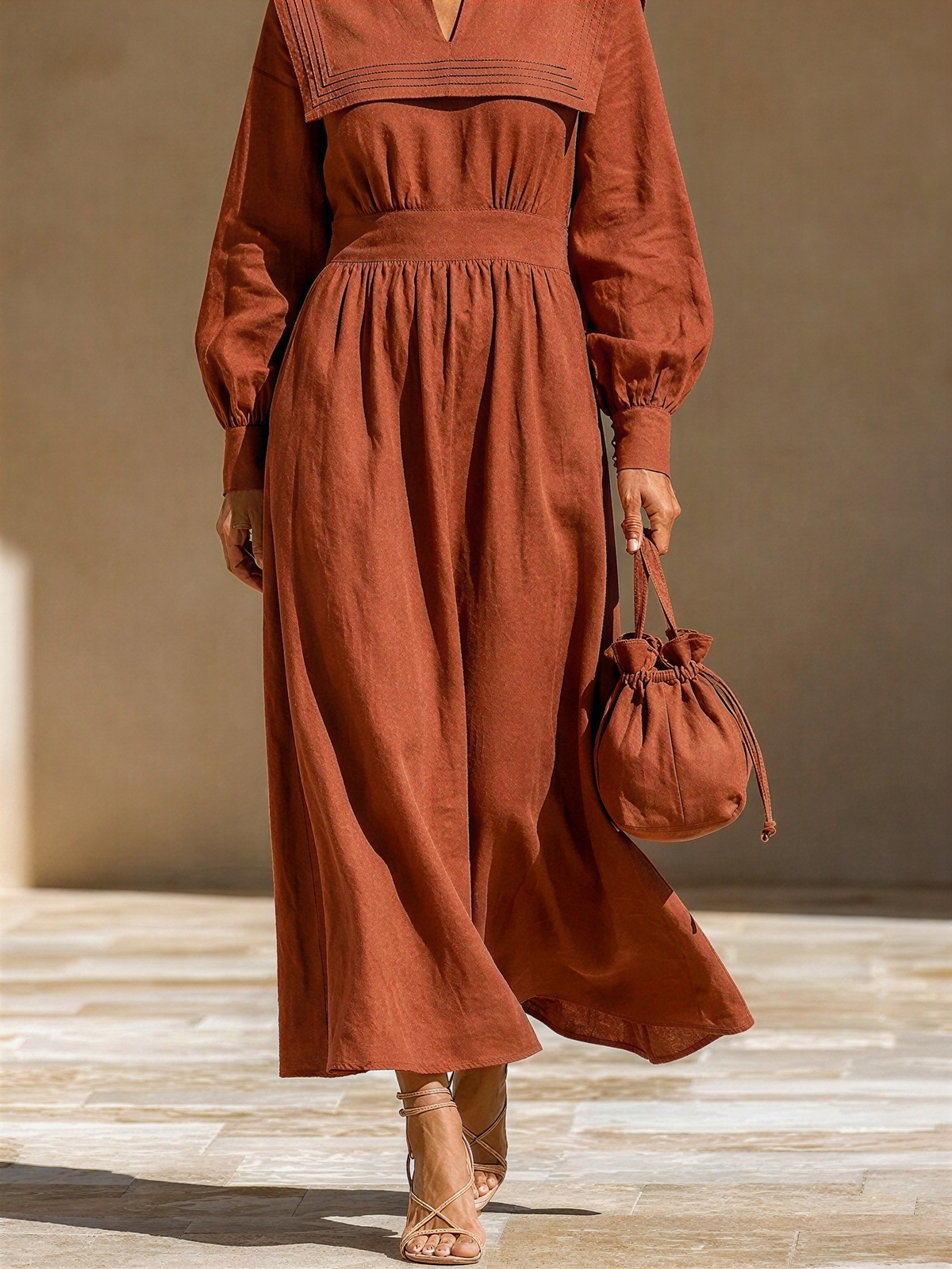 Women's Linen Sailor Collar Dress – ModClo
