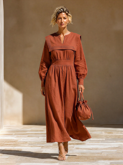 Women's Linen Sailor Collar Dress – ModClo