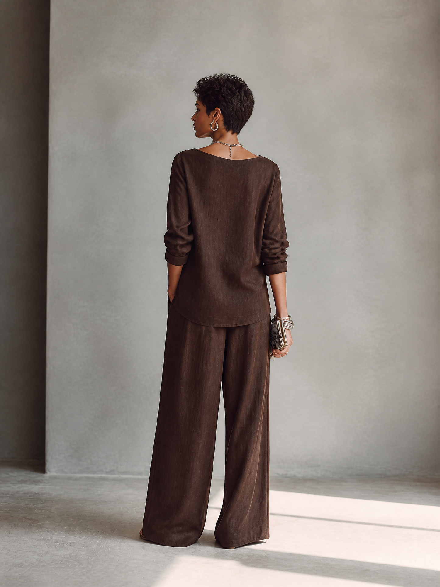 Women's Linen Asymmetric Trouser Set – ModClo