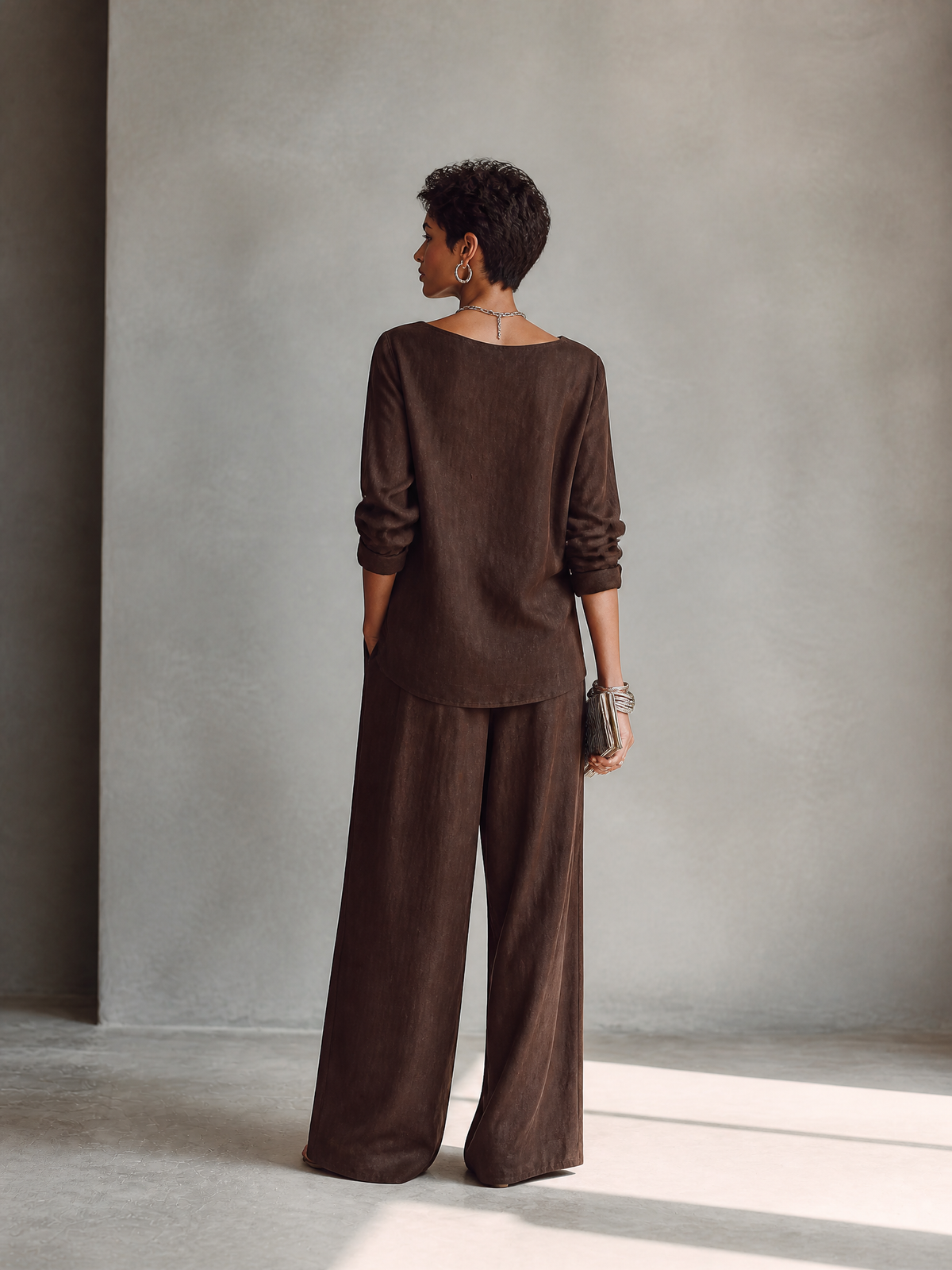 Women's Linen Asymmetric Trouser Set – ModClo