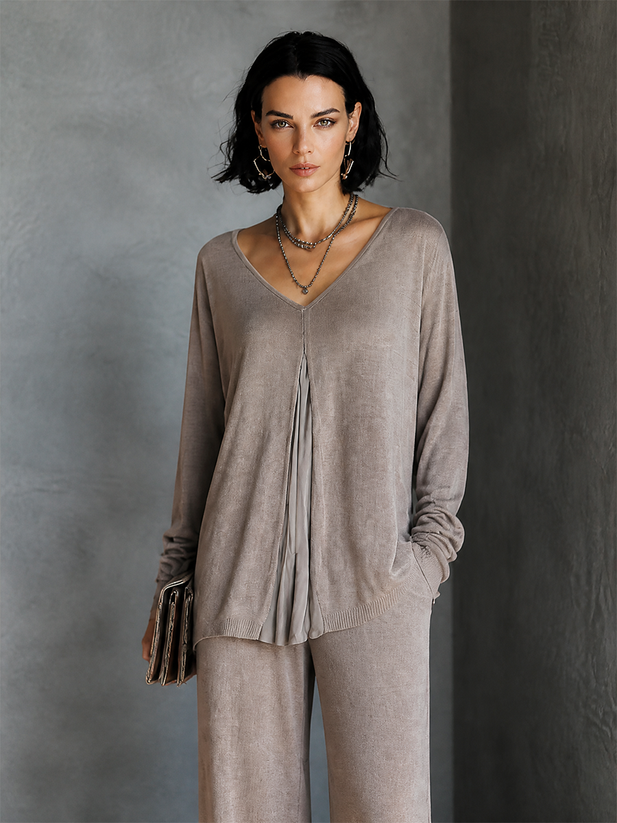 Women's Long Sleeve Faux Layered Top – ModClo