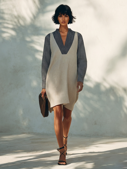 Women's Linen Striped Mini Dress – ModClo